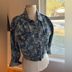 Gap & LoveShackFancy Blue Floral Jean Jacket